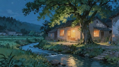 夜晚农村溪流