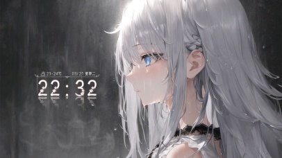 4k雨中银发少女