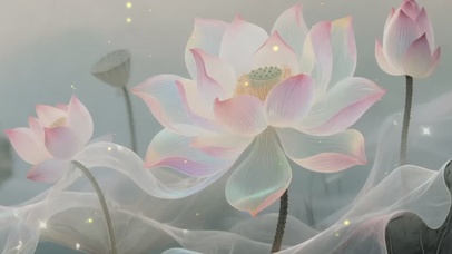 梦幻水墨画荷花