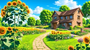 唯美向日葵小屋