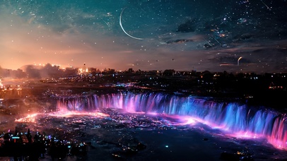 4K唯美治愈浪漫星空瀑布