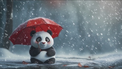 雪地里的熊猫