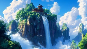 国风瀑布大山