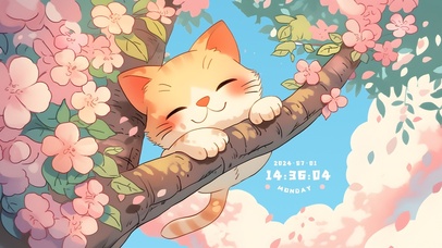 可爱樱花猫咪