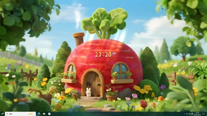  清新草地萝卜小屋