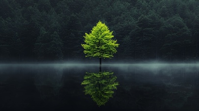 雨中孤翠