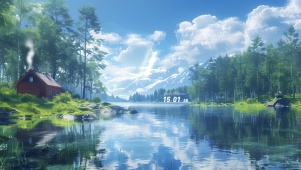  4k雪山河流