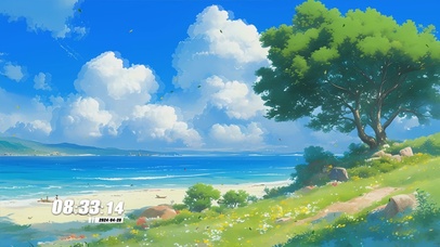 护眼蓝天白云树木景色