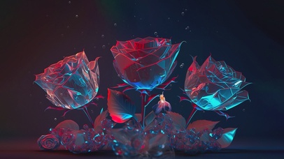 玫瑰花 鱼 4K