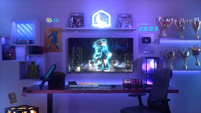 4k 炫酷霓虹灯电脑房间