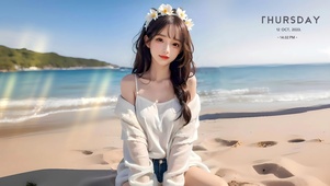 海边沙滩女孩