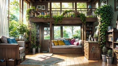 4K治愈绿植花园房间