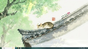 古风 屋顶猫咪