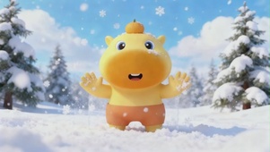 下雪啦！噜噜好开心