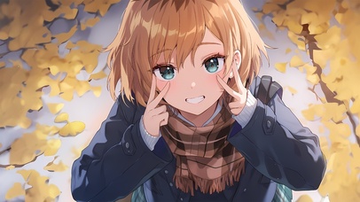 唯美秋叶少女