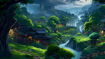 绿色山坡小镇