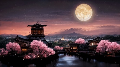 樱花小镇的夜晚