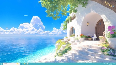 4k午后海景蓝天小屋主题