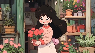 怀旧花店小女孩