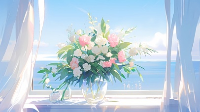 窗边清新插花（文艺）