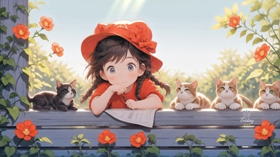 女孩和她的猫咪们