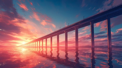 横跨湖面的大桥