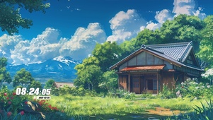 护眼蓝天白云绿景