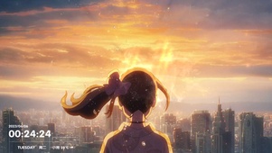 4K夕阳下女孩