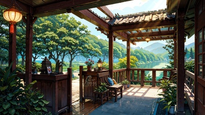 4k治愈护眼绿叶园林