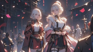 卡通少女逛集市