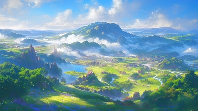 绿色护眼雾气弥漫的高山草原