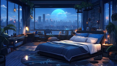 雨夜城市 温馨卧室