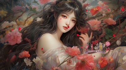 4k玫瑰丛中的美女 AI绘画