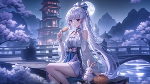 雪墨壁纸丨神里绫华丨中秋佳节丨