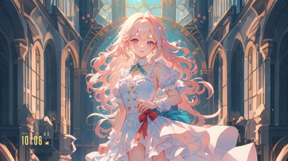 4K 长卷发动漫女孩