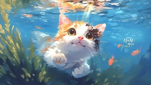 水下的猫咪