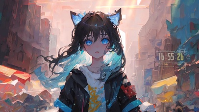 街边可爱猫耳少女