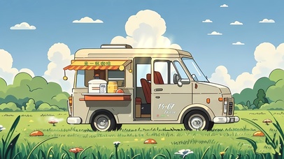 清新夏日咖啡车