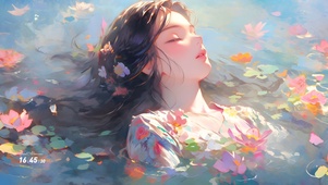 睡梦荷花女孩