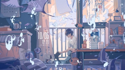 4K 唯美治愈梦幻海底插画房间