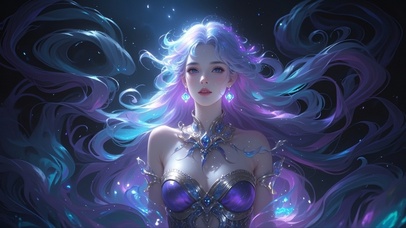 星闪长发飘飘美人