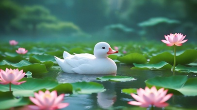 荷塘中的小鸭子