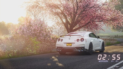 樱花树下的跑车