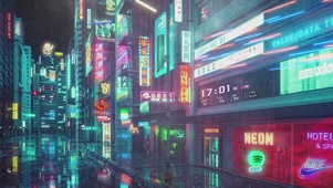 雨天科幻赛博街道