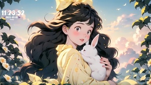 抱兔子的女孩