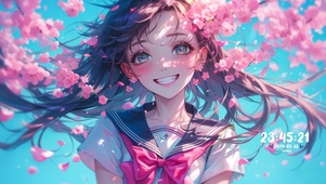 蓝色樱花少女