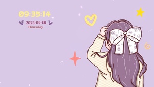 紫色背景卡通少女