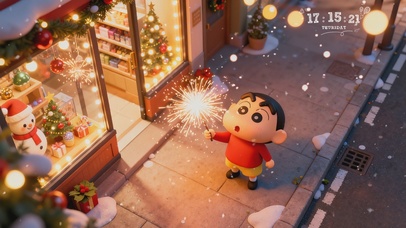 圣诞节玩烟花的小新