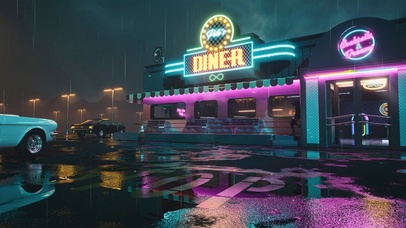 赛博朋克雨夜街道