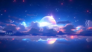 夜空乌云明月流星